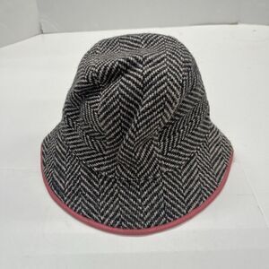 GAP Preppy Herringbone Hat S/M Wool Blend Lined Pink Band Bucket Cloche